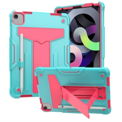 For Apple iPad 10th Gen 2022 Tablet Vertical 3in1 Tough Hybrid Kickstand - Teal/Hot Pink