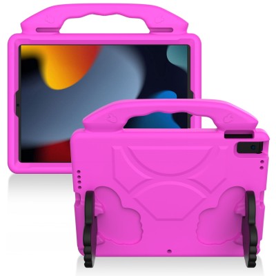 For Apple iPad 10th Gen 2022 Thumbs Up Kickstand Shockproof Tablet Case Cover - Hot Pink