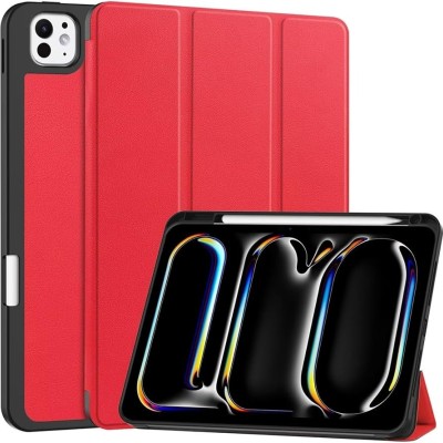 For Apple iPad 10th Gen 2022 Trifold Magnetic Closure PU Leather Case Cover - Red