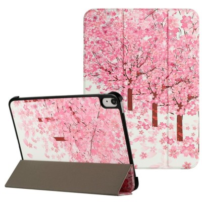 For Apple iPad 10th Gen 2022 Trifold Magnetic Closure PU Leather Case Cover - Sakura Floral