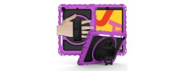 For Apple iPad 9.7 inch Tablet Complete 360 Tough Hybrid Kickstand with Shoulder Hand Strap - Hot Pink