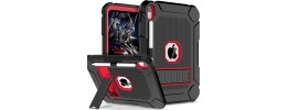 For Apple iPad 9th 8th 7th Gen 10.2 inch Tablet Complete 360 Tough Hybrid Kickstand with Shoulder Hand Strap - Red