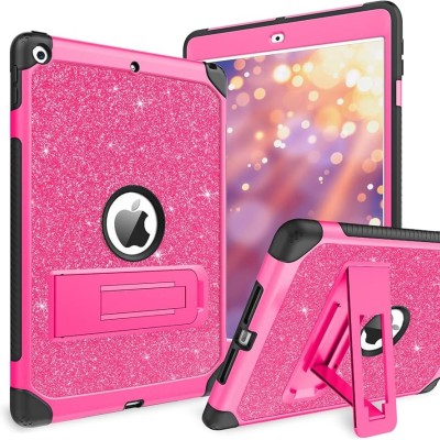 For Apple iPad 9th 8th 7th Gen 10.2 inch Tablet Glitter Ultra Thick Transparent Hybrid Case Cover - Glitter Pink