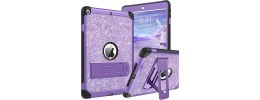 For Apple iPad 9th 8th 7th Gen 10.2 inch Tablet Glitter Ultra Thick Transparent Hybrid Case Cover - Glitter Purple