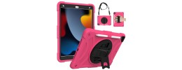 For Apple iPad 9th 8th 7th Gen 10.2 inch Tablet Hand and Shoulder Strap with Kickstand 3in1 Tough Hybrid - Colorful