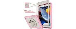 For Apple iPad 9th 8th 7th Gen 10.2 inch Tablet Hand and Shoulder Strap with Kickstand 3in1 Tough Hybrid - Rose Gold