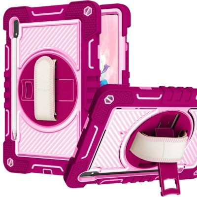 For Apple iPad 9th Gen 10.2 inch (2021) 3in1 Multi-Functional Tablet Case for Hand, Shoulder, Pencil & Stand - Rose Pink/Pink