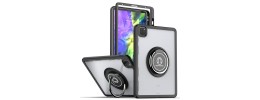For Apple iPad 9th Gen 10.2 inch (2021) 3in1 Tablet Transparent Hybrid Magnetic Ring Stand Case Cover - Clear/Black