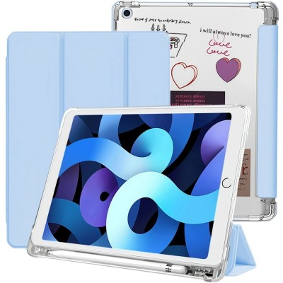 For Apple iPad 9th Gen 10.2 inch (2021) Bow Hands Kickstand Tablet Case Cover - Blue