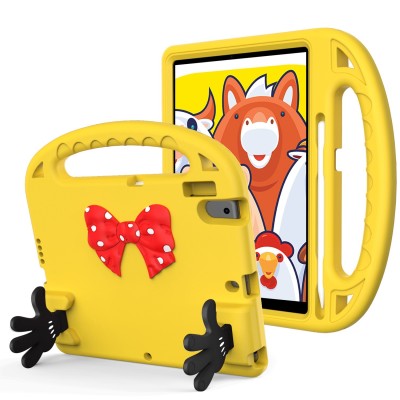 For Apple iPad 9th Gen 10.2 inch (2021) Bow Hands Kickstand Tablet Case Cover - Yellow