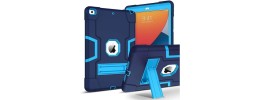 For Apple iPad 9th Gen 10.2 inch (2021) Tough Tablet Strong Kickstand Hybrid Case Cover - Dark Blue