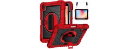 For Apple iPad (A16) 2025 / iPad 10th Gen 10.9 inch 3in1 Multi-Functional Tablet Case for Hand  Shoulder  Pencil & Stand - Red