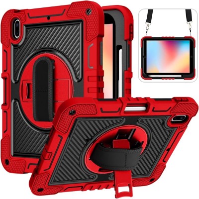 For Apple iPad (A16) 2025 / iPad 10th Gen 10.9 inch 3in1 Multi-Functional Tablet Case for Hand  Shoulder  Pencil & Stand - Red