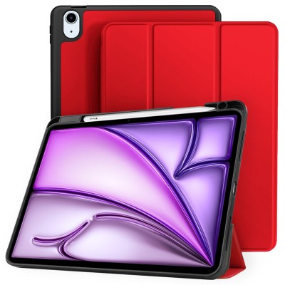For Apple iPad Air 13inch 2024 Trifold Magnetic Closure PU Leather Case Cover - Red