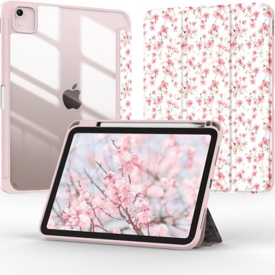 For Apple iPad Air 13inch 2024 Trifold Magnetic Closure PU Leather Case Cover - Sakura Floral