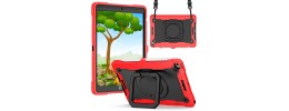 For Apple iPad Air 4 / iPad Air 5 / iPad Pro 11 inch 3in1 Tablet Tough Hybrid Rotating 360 Degree Kickstand - Red+Black