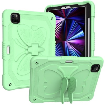 For Apple iPad Air 4 / iPad Pro 11 inch Butterfly Kickstand 3in1 Tough Hybrid Case Cover with Shoulder Strap - Light Green