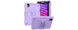 For Apple iPad Mini 6th Gen 8.3 inch (2021) Tablet Hand and Shoulder Strap with Kickstand 3in1 Tough Hybrid - Light Purple