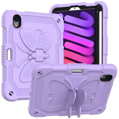 For Apple iPad Mini 6th Gen 8.3 inch (2021) Tablet Hand and Shoulder Strap with Kickstand 3in1 Tough Hybrid - Light Purple