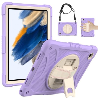 For Apple iPad Mini 6th Gen 8.3 inch (2021) Tablet Hand and Shoulder Strap with Kickstand 3in1 Tough Hybrid - Dark Blue