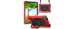 For Apple iPad Mini 6th Gen 8.3 inch (2021) Tablet Tough Hybrid Rotating 360 Degree Kickstand - Red+Black