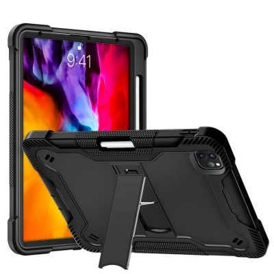 For Apple iPad Pro 12.9 inch (2021) Tough Tablet Strong Kickstand Hybrid Case Cover - Black