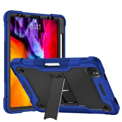 For Apple iPad Pro 12.9 inch (2021) Tough Tablet Strong Kickstand Hybrid Case Cover - Dark Blue