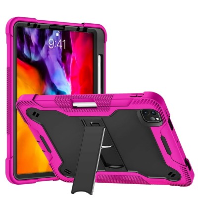 For Apple iPad Pro 12.9 inch (2021) Tough Tablet Strong Kickstand Hybrid Case Cover - Hot Pink