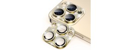 For Apple iPhone 11/12 mini Diamond Bling Camera Lens Full Tempered Glass - Gold