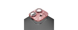 For Apple iPhone 11/12 mini Diamond Bling Camera Lens Full Tempered Glass - Red