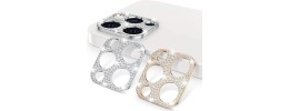 For Apple iPhone 11/12 mini Diamond Bling Camera Lens Full Tempered Glass - Silver
