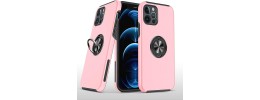 For Apple iPhone 11 Pro MAX (XI6.5) CHIEF Oil Painted Magnetic Ring Stand Hybrid Case Cover - Pink