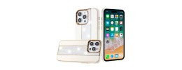 For Apple iPhone 11 (XI6.1) Flashy Diamond Leather Sticked On Hybrid with Chrome Camera Edge - White