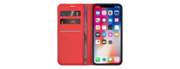 For Apple iPhone 11 PRO MAX / XS Max Luxury Vertical Magnetic Button Card ID Holder PU Leather Case Cover - Red