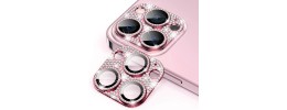 For Apple iPhone 11 Pro/11 Pro Max Diamond Bling Camera Lens Full Tempered Glass - Pink