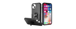 For Apple iPhone 11 Pro MAX (XI6.5) Card Holder with Magnetic Ring Stand Hybrid Case Cover - Black