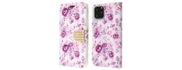 For Apple iPhone 11 Pro MAX (XI6.5) Diamond Bling Design Wallet With Lanyard Cover Case - Blooming Flower