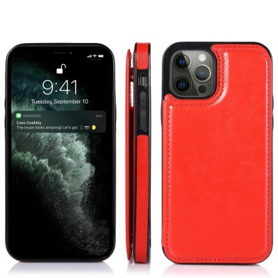 For Apple iPhone 11 Pro MAX (XI6.5) Premium Wallet MultiCard Holder Money Zipper With Magnetic Flap - Red