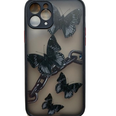 For Apple iPhone 11 Pro MAX (XI6.5) SPLENDID Glitter Butterfly Design TPU Case Cover - Black