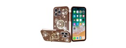 For Apple iPhone 11 Pro MAX (XI6.5) SPLENDID Glitter Good Luck Floral Design TPU Case Cover - Brown