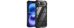 For Apple iPhone 11 Pro MAX (XI6.5) Transparent Clear Hybrid with Matching Metal Buttons and Camera Protection - Black