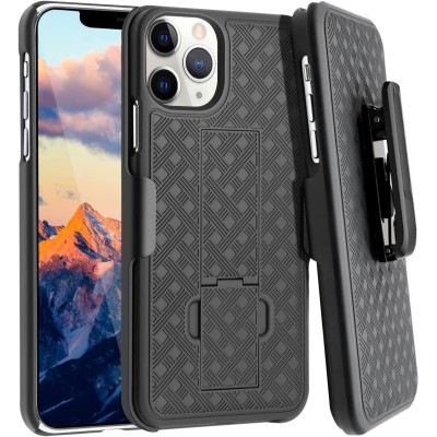For Apple iPhone 11 Pro MAX (XI6.5) V 3in1 Combo Kickstand Holster Cover Case - Black