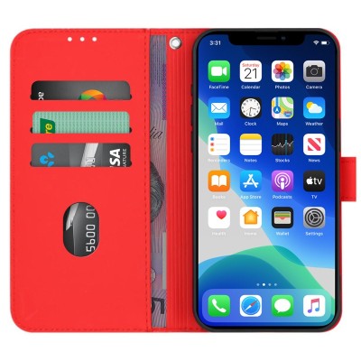 For Apple iPhone 11 Pro MAX (XI6.5) Wallet ID Card Holder Case Cover - Red