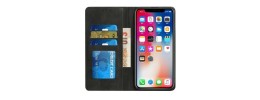 For Apple iPhone 11 Pro MAX (XI6.5) Wallet Premium PU Vegan Leather ID Multiple Card Holder Money with Strap - Black