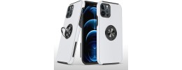 For Apple iPhone 11 Pro MAX (XI6.5) CHIEF Oil Painted Magnetic Ring Stand Hybrid Case Cover - Silver