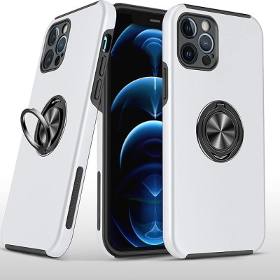 For Apple iPhone 11 Pro MAX (XI6.5) CHIEF Oil Painted Magnetic Ring Stand Hybrid Case Cover - Silver