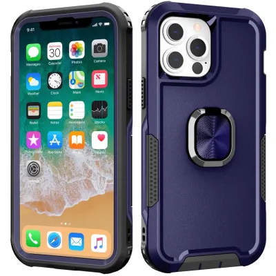 For Apple iPhone 11 Pro MAX (XI6.5) Superior 3in1 Magnetic Ring Stand Case Cover - Blue