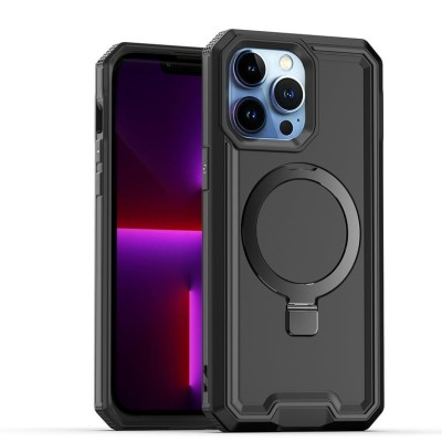 For Apple iPhone 11 (XI6.1) Aligned [Magnetic Circle] Kickstand Tough Strong ShockProof Hybrid - Black