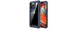 For Apple iPhone 11 (XI6.1) Aluminum Alloy 2mm Slick Transparent Thick Bumper Frame Hybrid Case Cover - Blue