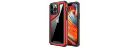 For Apple iPhone 11 (XI6.1) Aluminum Alloy 2mm Slick Transparent Thick Bumper Frame Hybrid Case Cover - Red